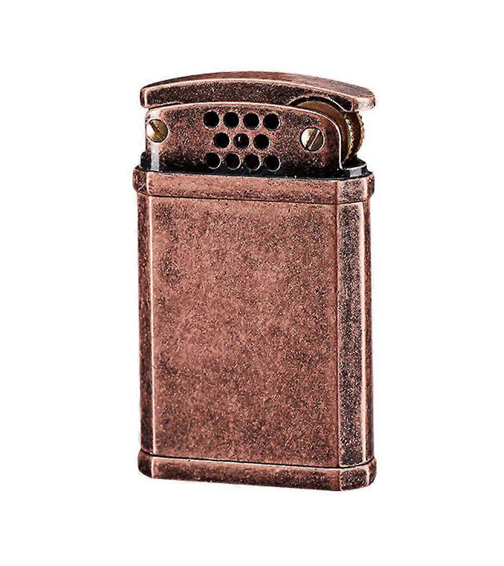 Vintage Style Kerosene Lighter, CopperToned Metal, Flint Spark Design(Without fuel) (Red)
