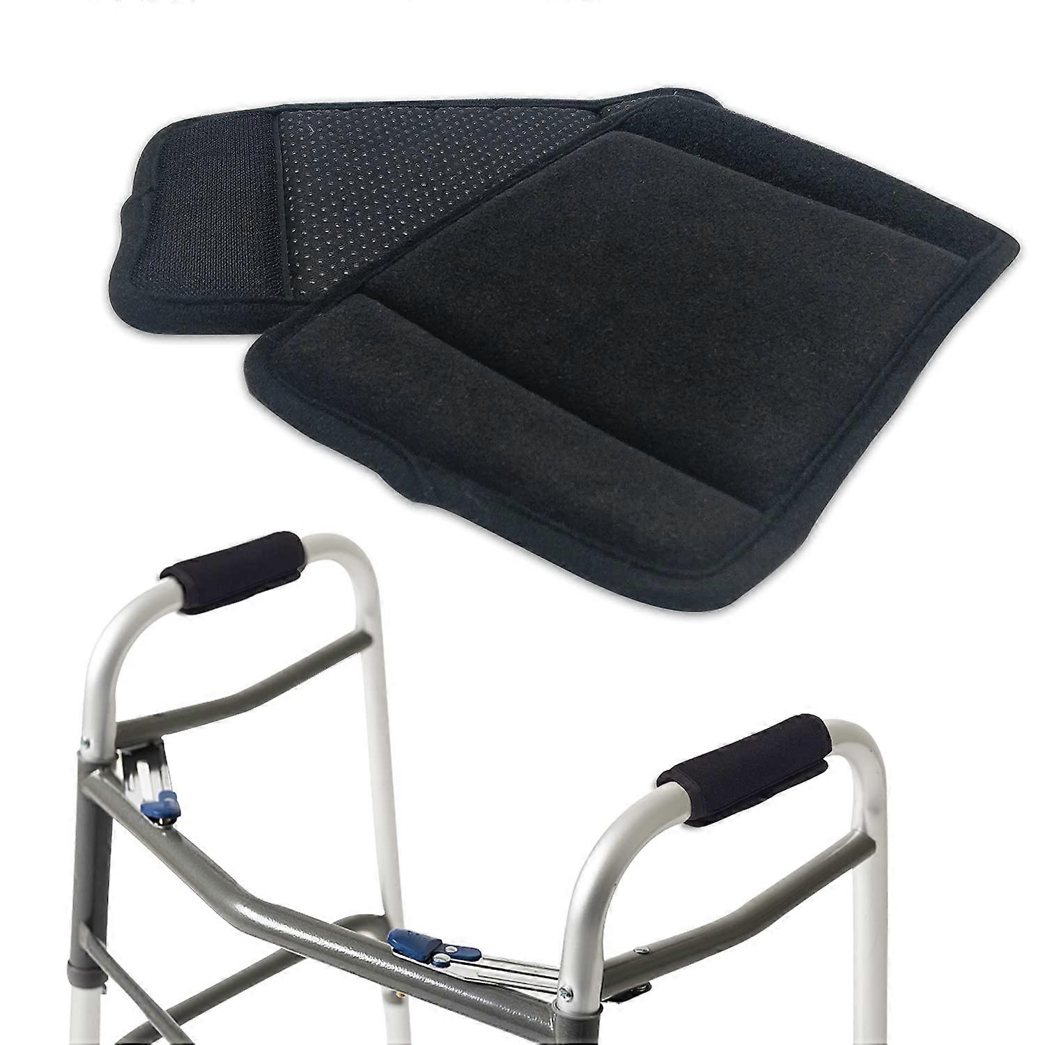 Padded Walker Handles Pack of 2, Non-Slip Grip Pads for Rollators, Wheelchairs, Black Crumb Grip Handle Covers