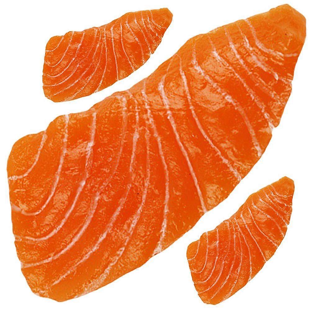 3Pcs Simulated Salmon Slices Artificial Salmon Models Lifelike Salmon Slices Pretend Food Models