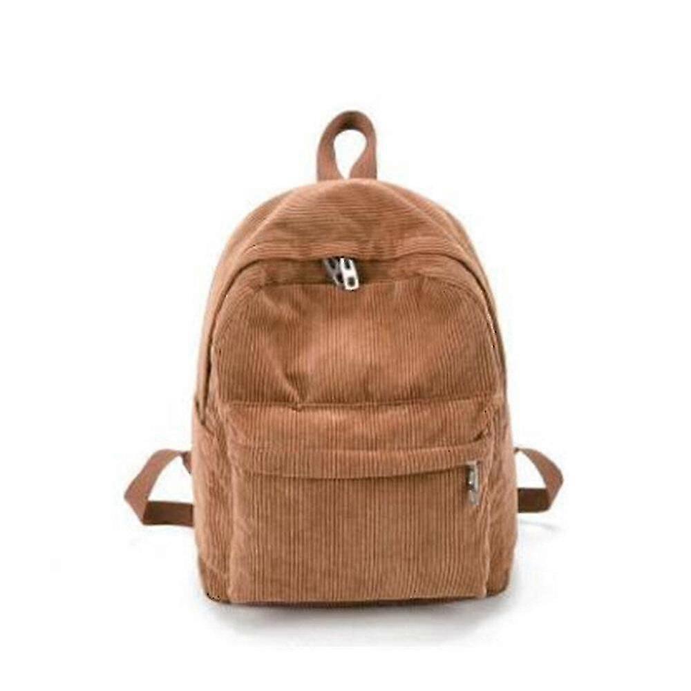 College Style Backpack Corduroy Front Pocket For With Large Capacity