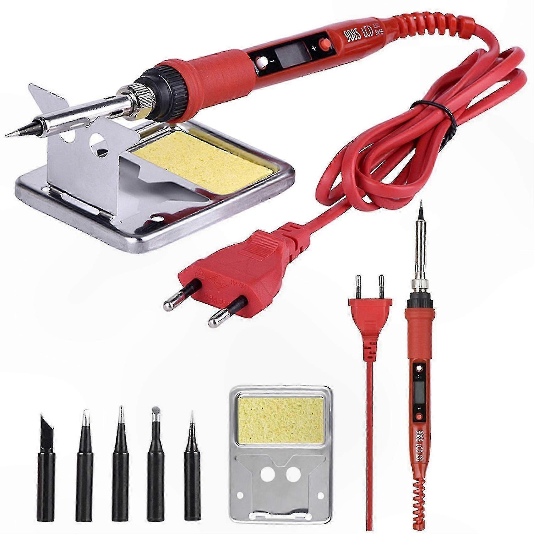 80W LCD Temperature Adjustable Soldering Iron with Premium Tip & Kit, 220V EU Plug