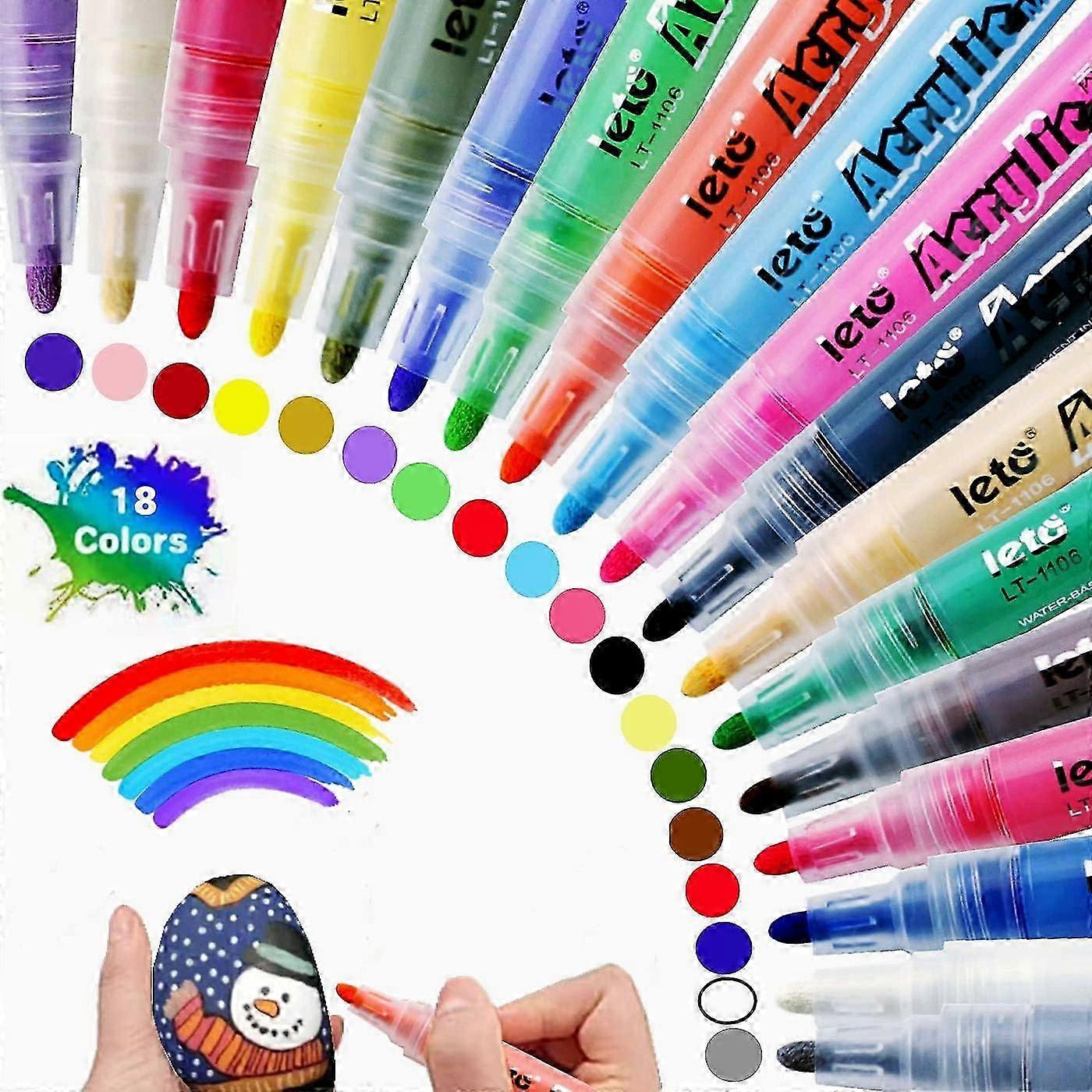 18-Color Acrylic Marker Set for DIY Art Projects, Painting & Crafting