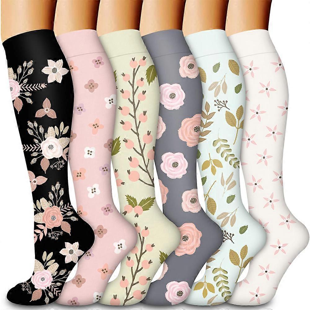 6 Pairs Women's Compression Socks Compression Support Circulation Socks
