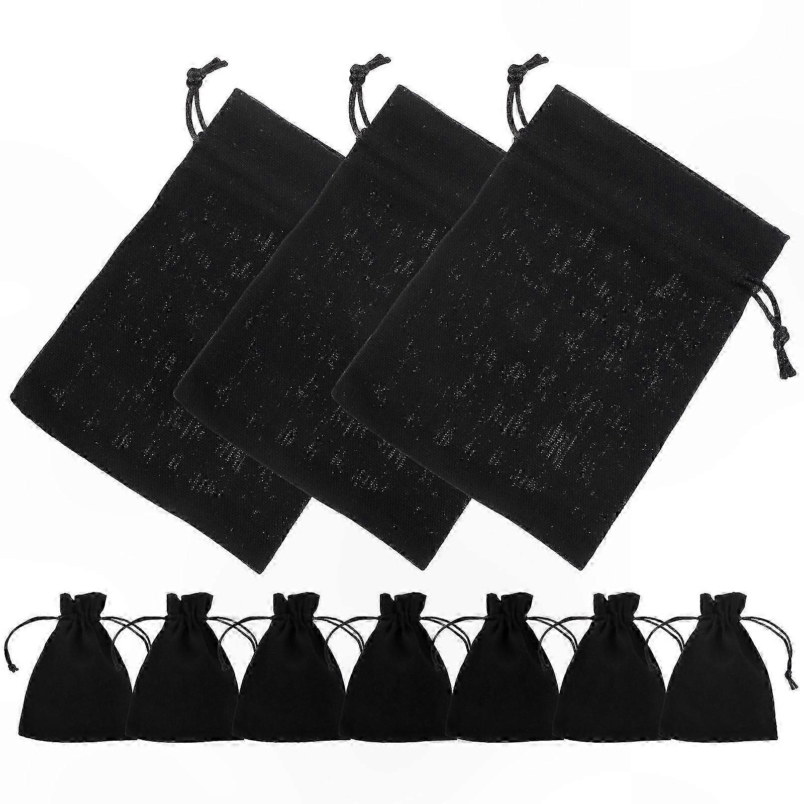 Black Drawstring Pouches - 10 Pack Reusable Bags for Storage Organization and Creative Projects