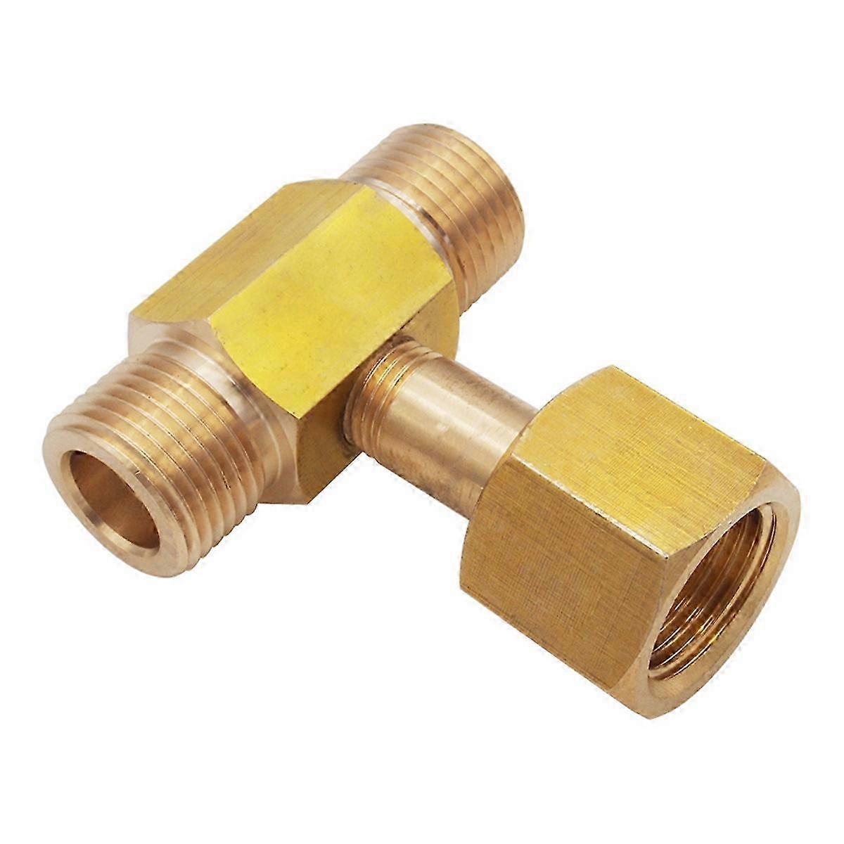W21.8-14 CO2 Tank Bottle Brass Threaded Tee Fitting 3 Way Connector