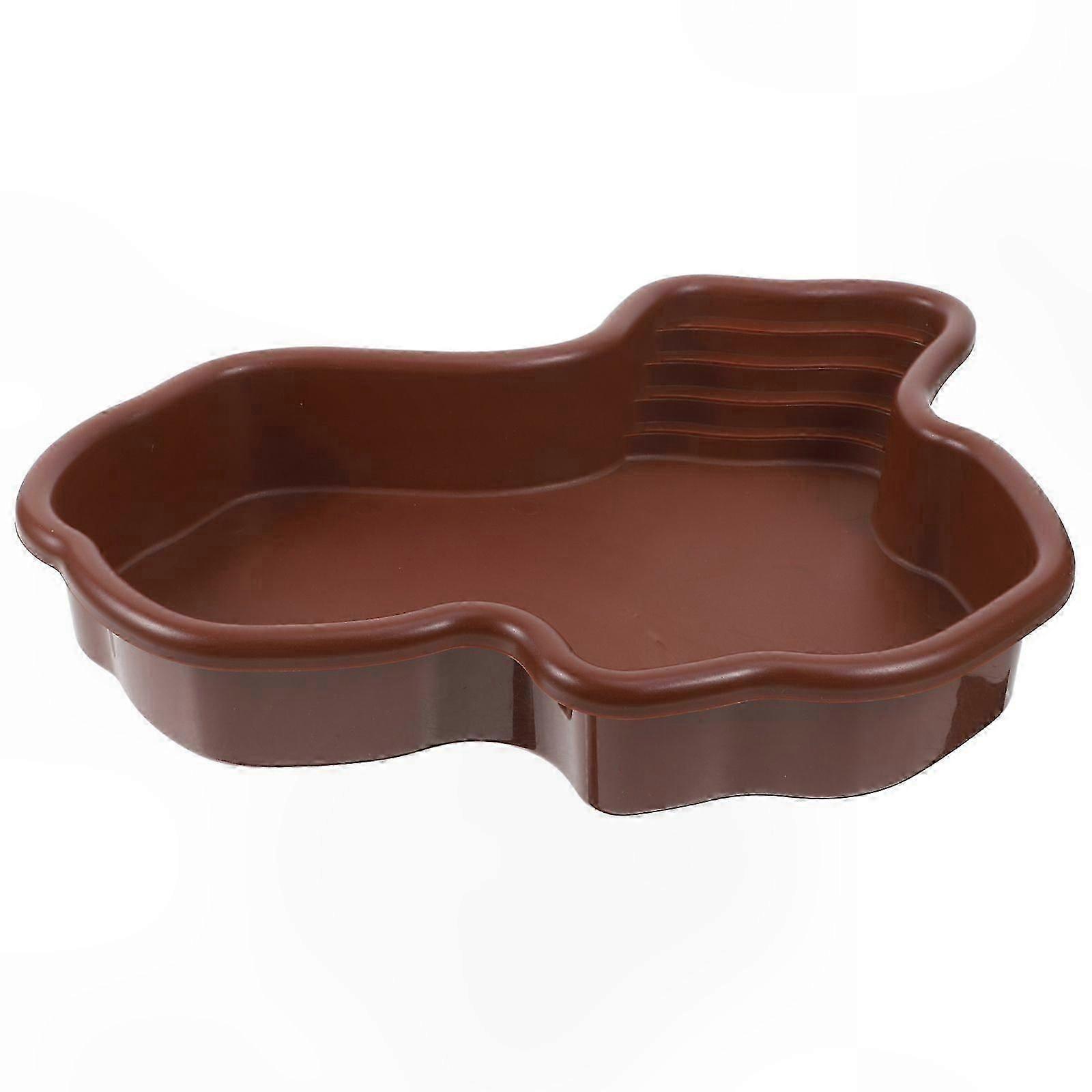 Reptile Soaking Pool with Feeding Dish Large Turtle Bath and Water Bowl for Tortoises