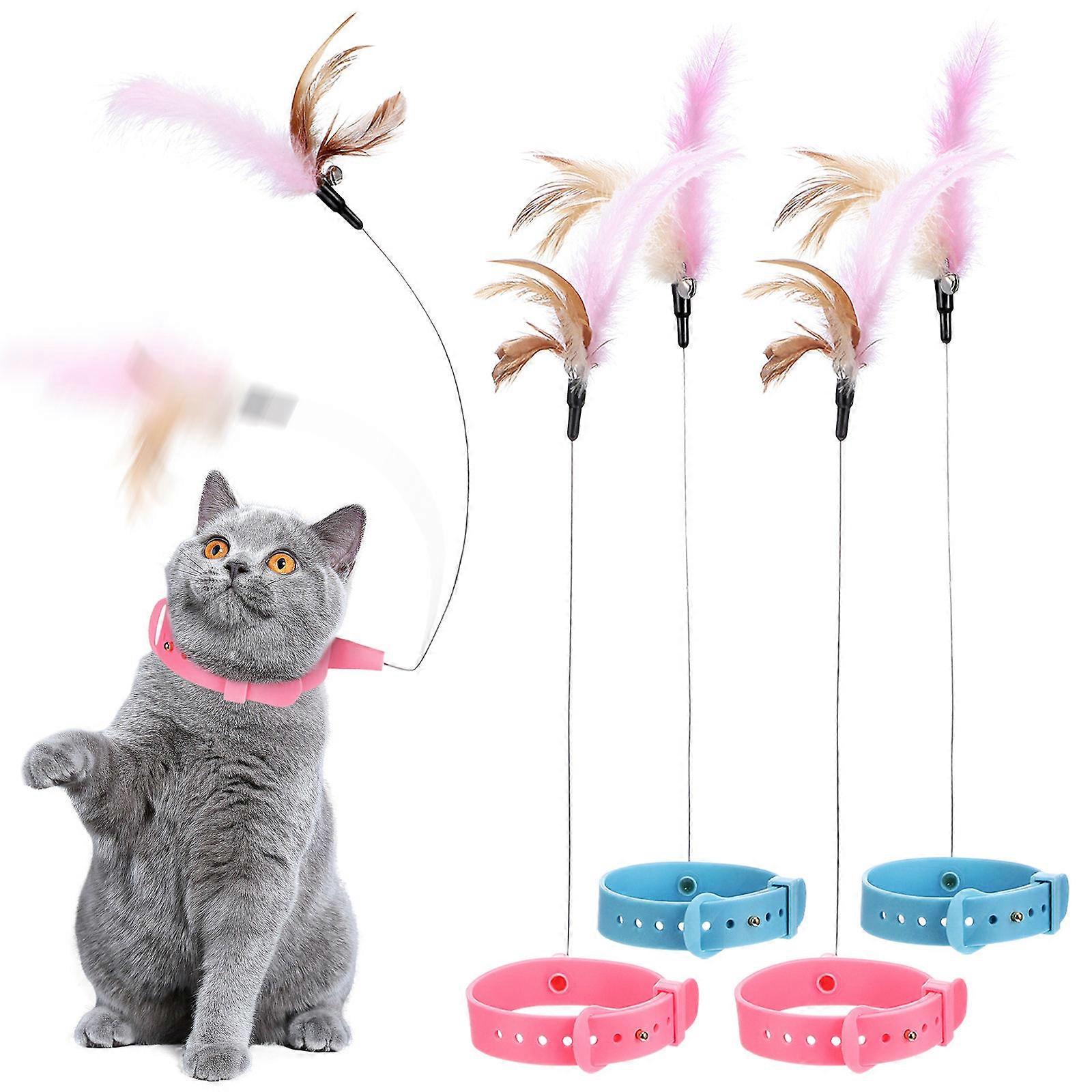 4 Pcs Cat Collar Toy, Cat Toy With Neck Collar, Self Play Cat Toys With Bell, Interactive Self Playing Toys For Indoor Kittens Cats Small Animals