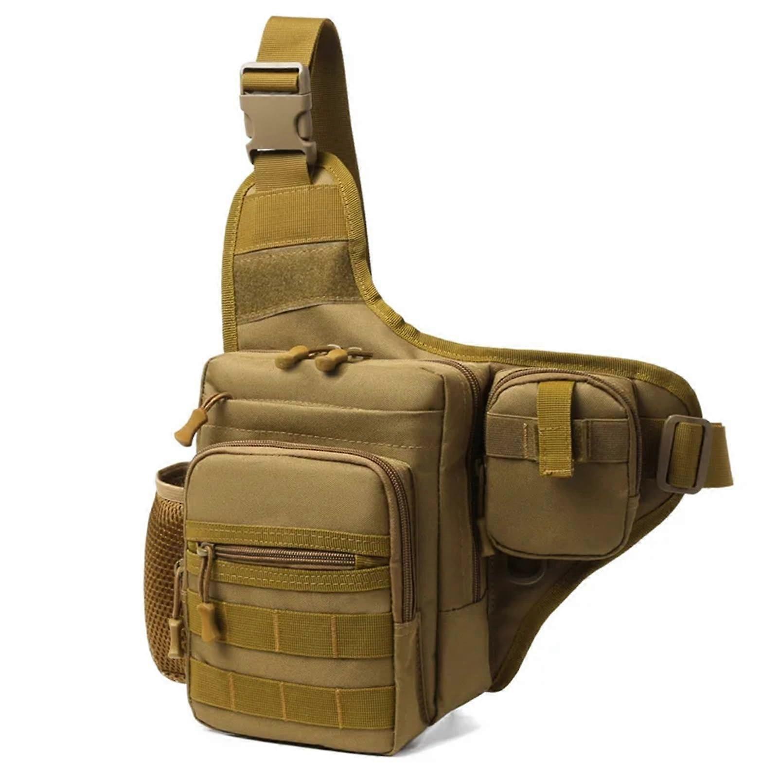 Angelausrüstung Tasche Wasserdichte Umhängetasche für Meeresangeln Reisen und Camping Khaki