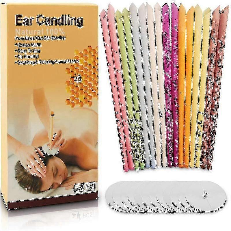 Beeswax ear candles 24pcs non-toxic hollow cone