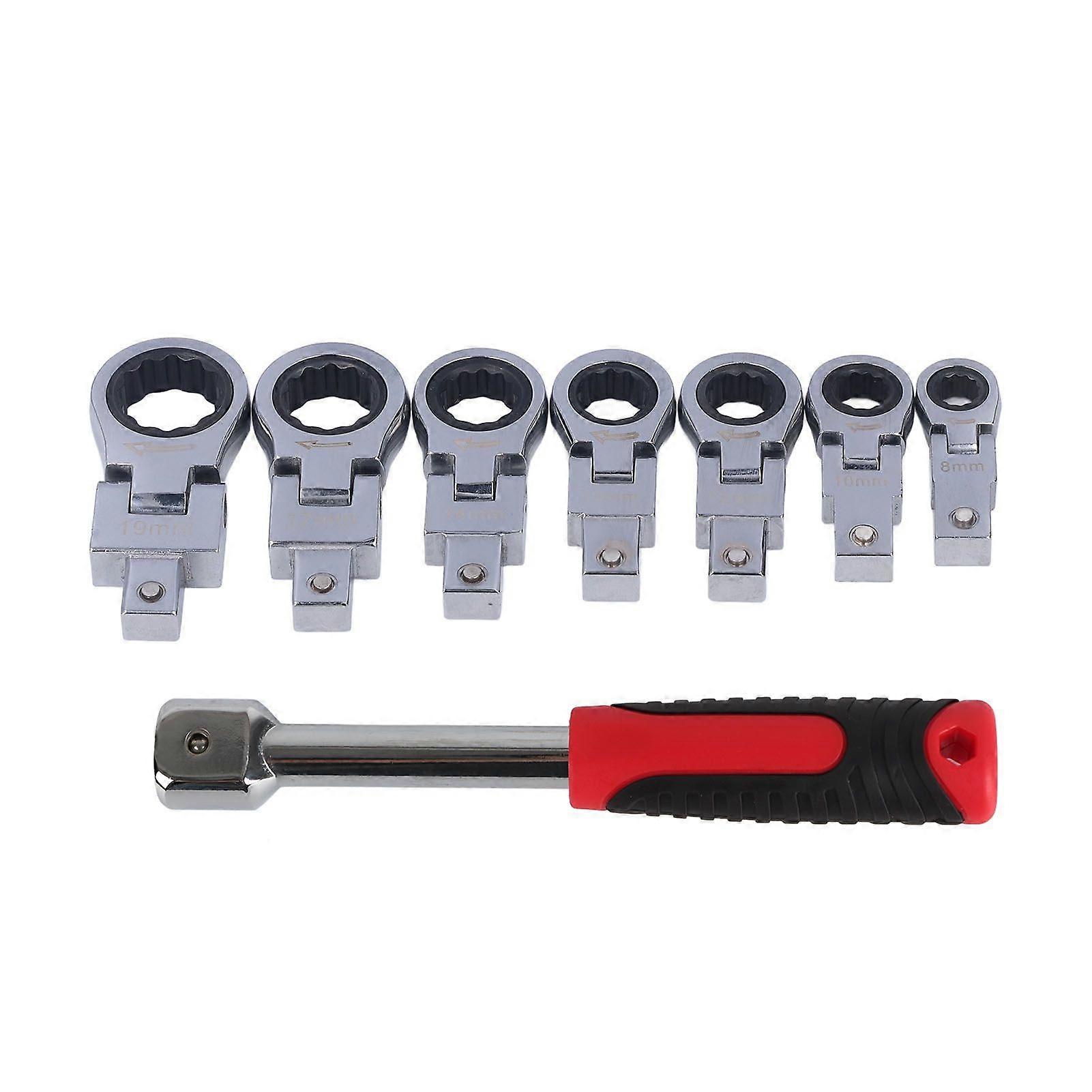 8Pcs Ratchet Wrench 180 Flex Head Alloy Steel Tool Set Kit for Tubing Maintenance
