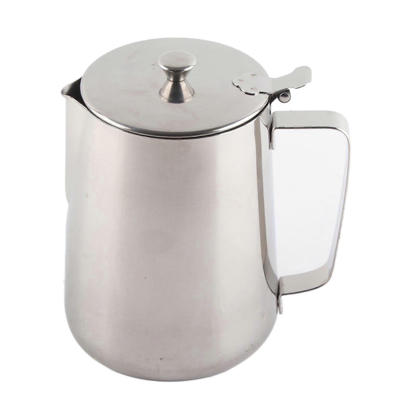 Stainless Steel Coffee Cup Mug Milk Frothing Pitcher Jug with Lid for Latte Coffee Art(2000ml)