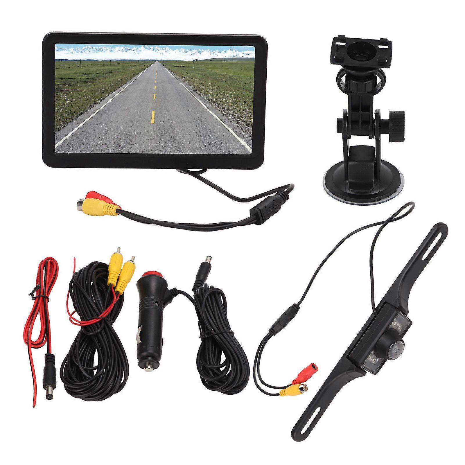 7in High Definition Reverse Parking Monitor 170 Wide Angle Waterproof Night Vision Rearview Camera for RV Trailer License Plate Camera