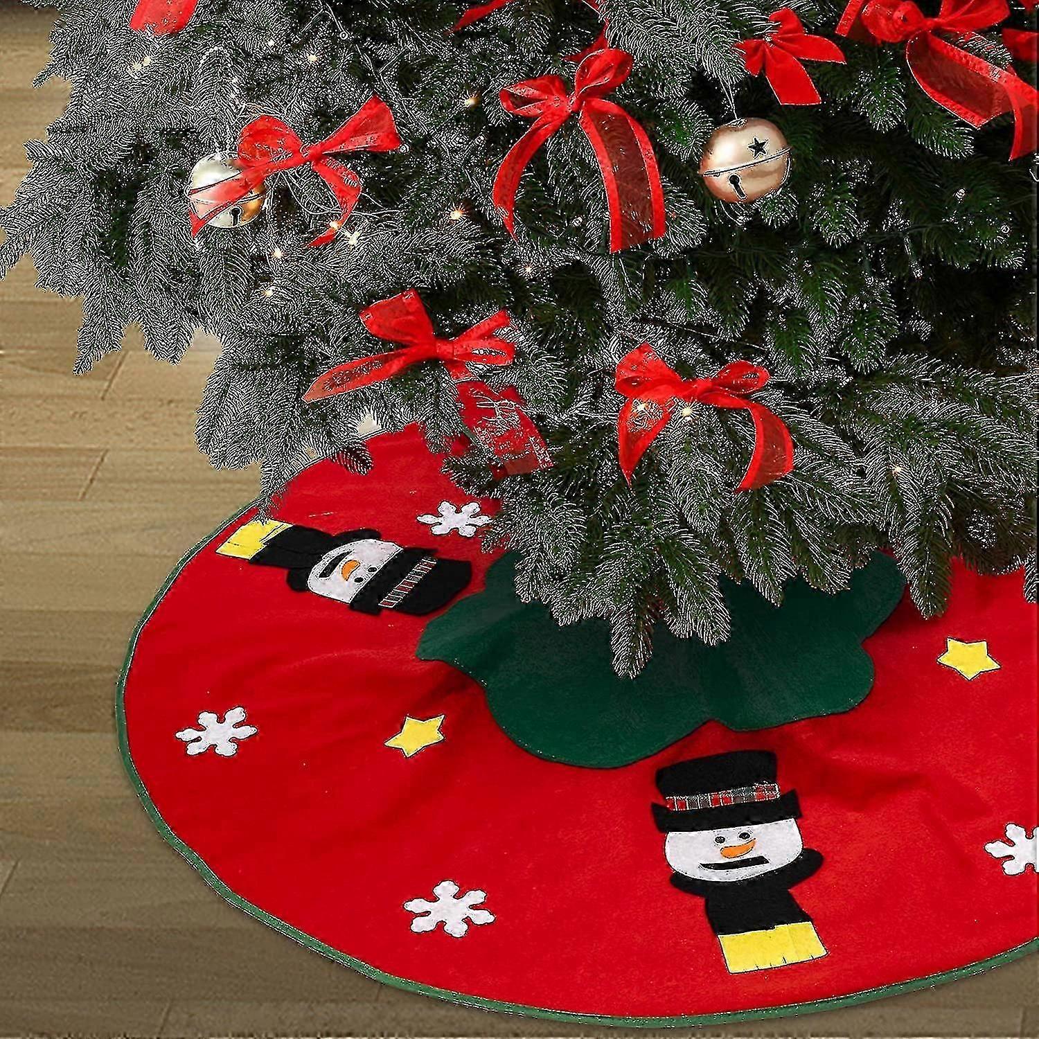 Christmas Tree Skirt Mat Christmas Holiday Party Decoration (red) bd