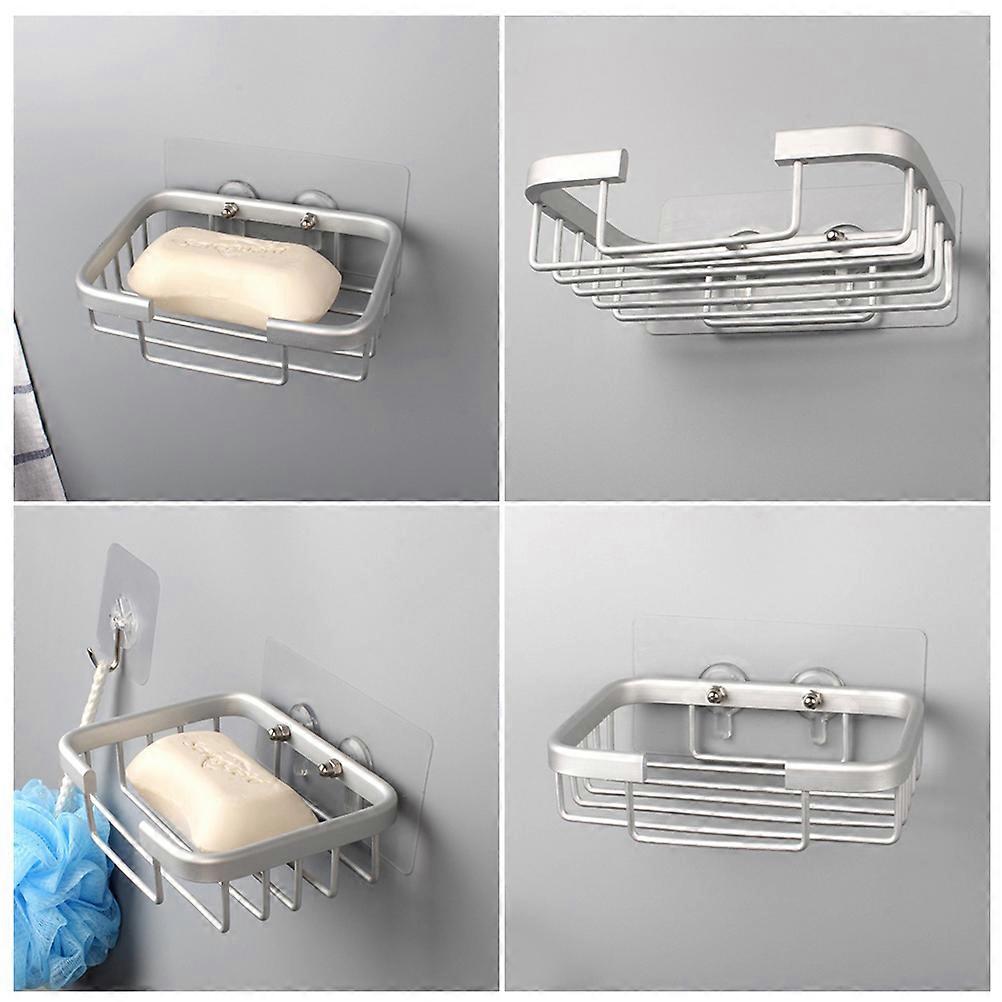 Creative Silver Soap Drain Rack For Bathroom Usage 13.2X9.5X3.5Cm High-strength Material Free-Punching 1Set