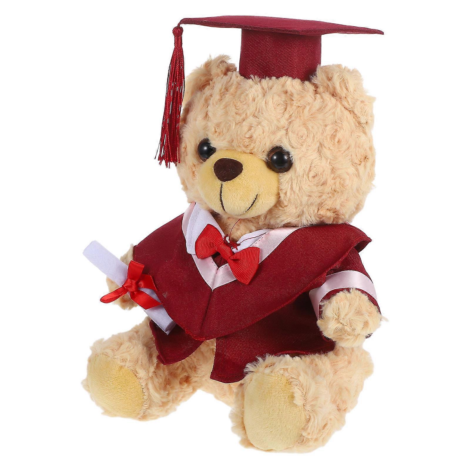 Graduation Bear Plush Bear Toy with Gown Cap Tassel 3Pcs Set