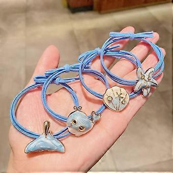 4PCS Niedliche Tier Haargummis Kleiner Wal Haargummi Haarring Elastisches Haarseil für Mädchen