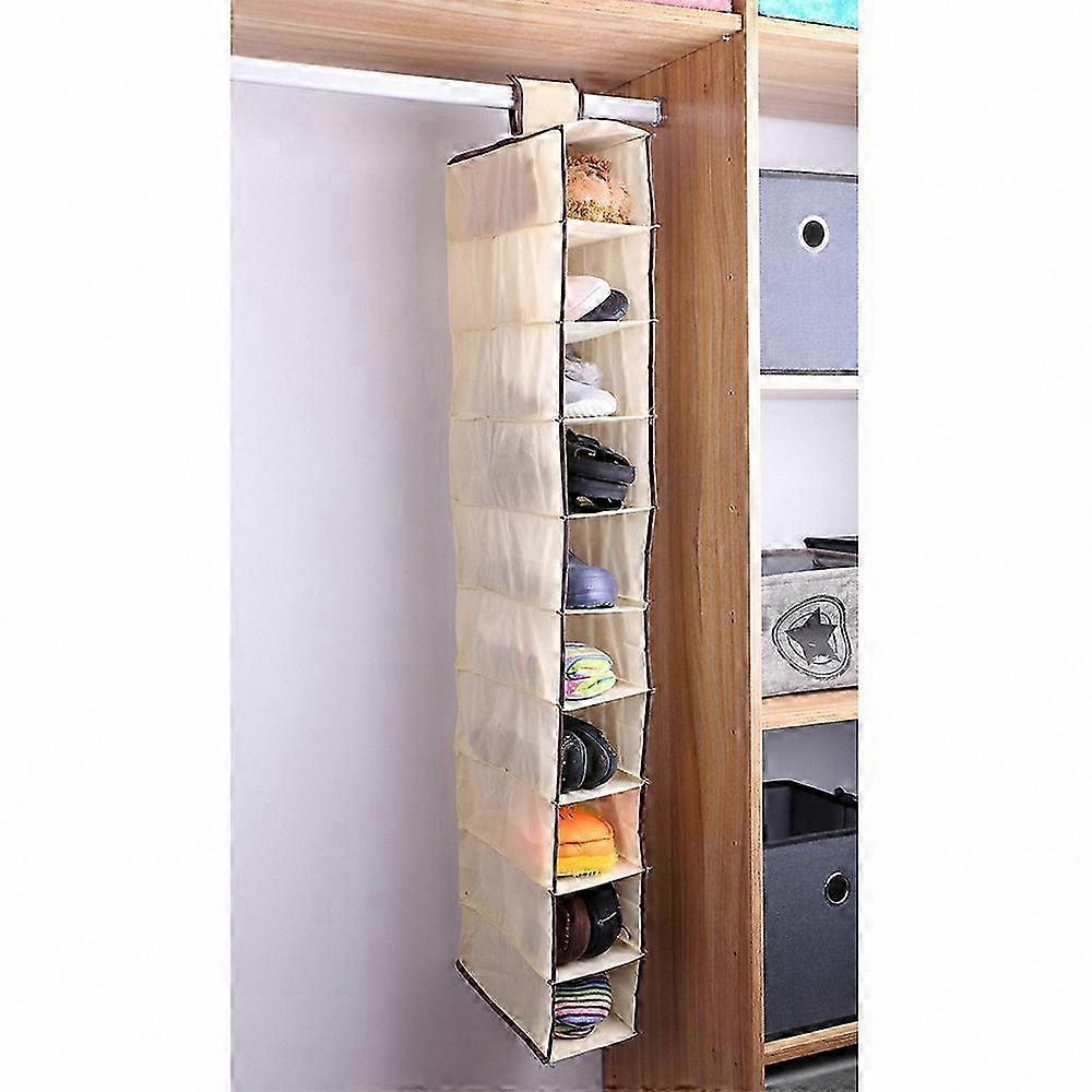 Hanging Closet Organizer for Clothing and Footwear, Space-Saving Storage Solution with Shelves