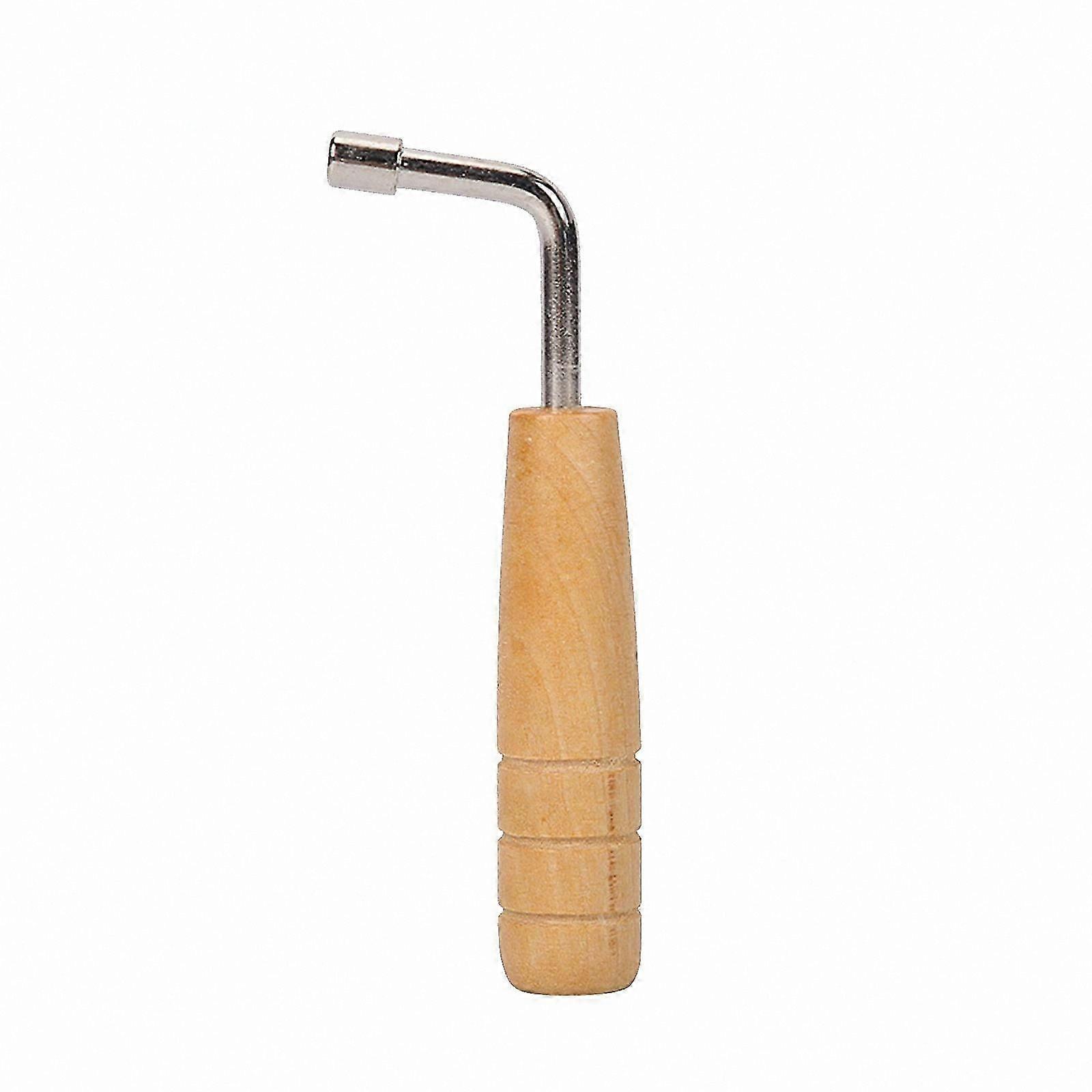 L-Shaped Wooden Handle Harp Tuning Wrench with Inner 4-Angle Adjustment Tool for Classic Lyre Instruments
