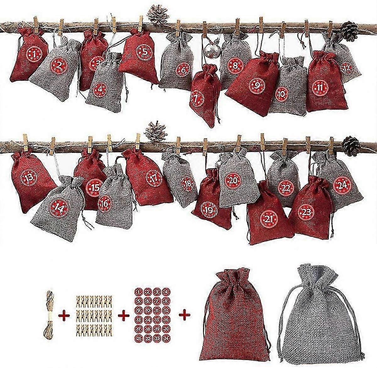 Advent Calendars Diy, Christmas Calendar Bags With Stickers