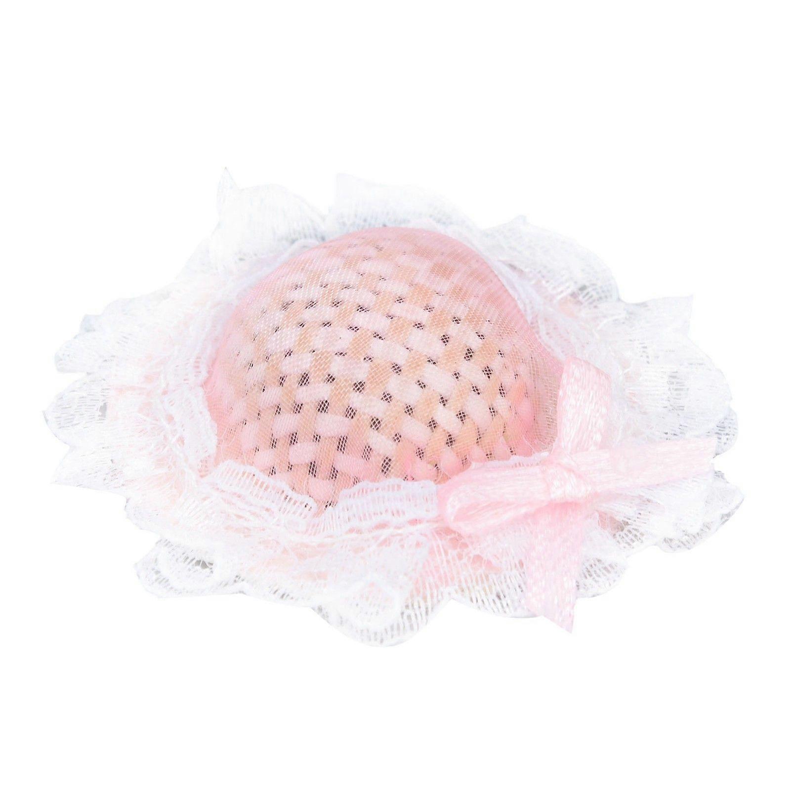 Miniature Top Hat 1/12 Scaled Beautiful Pink Mini Straw Hat with Bow for Dollhouse