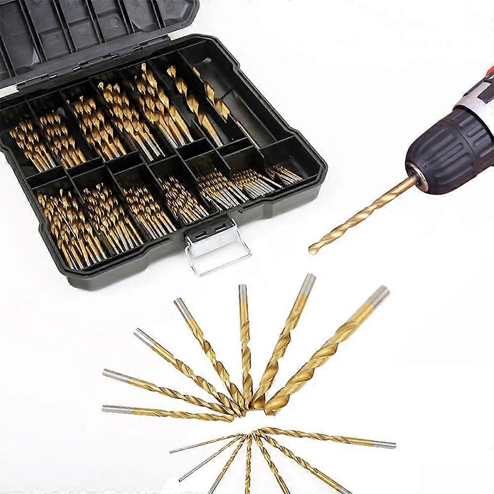 99Pcs Straight Shank Twist Drill Bits Set HSS TiPlated For Metal Wood Plastic With Storage Box