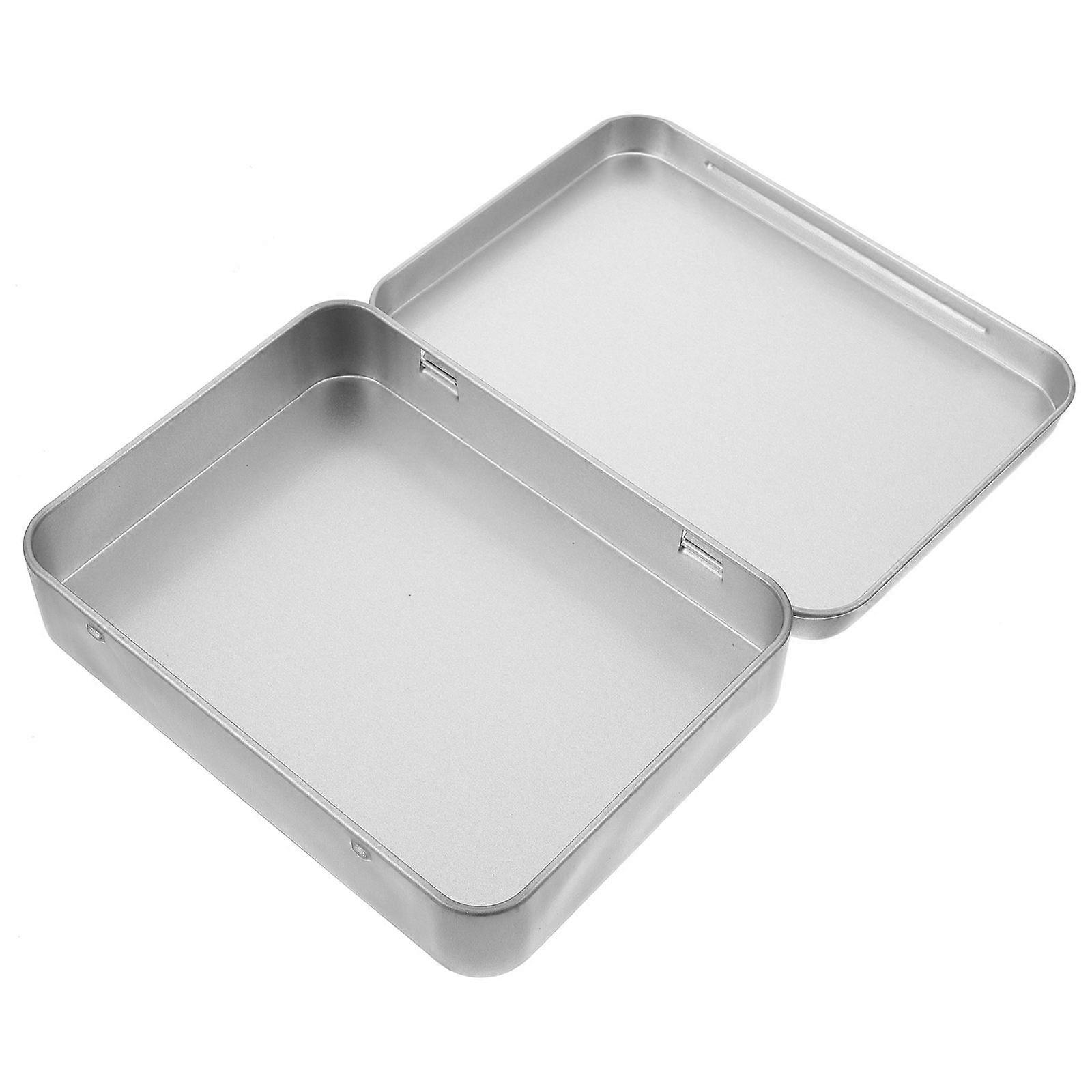 Silver Metal Tin Box with Lid for Storage 3Pcs Tinplate Containers