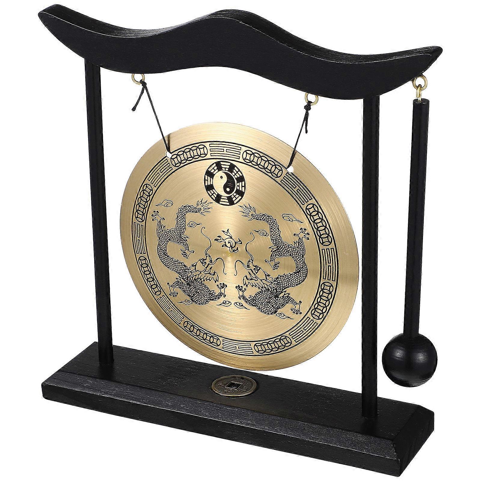 Handcrafted Antique Copper Gong With Mallet Ideal For Study Room Decoration 19.00X19.30cm Producing Crisp Sound 4Pcs