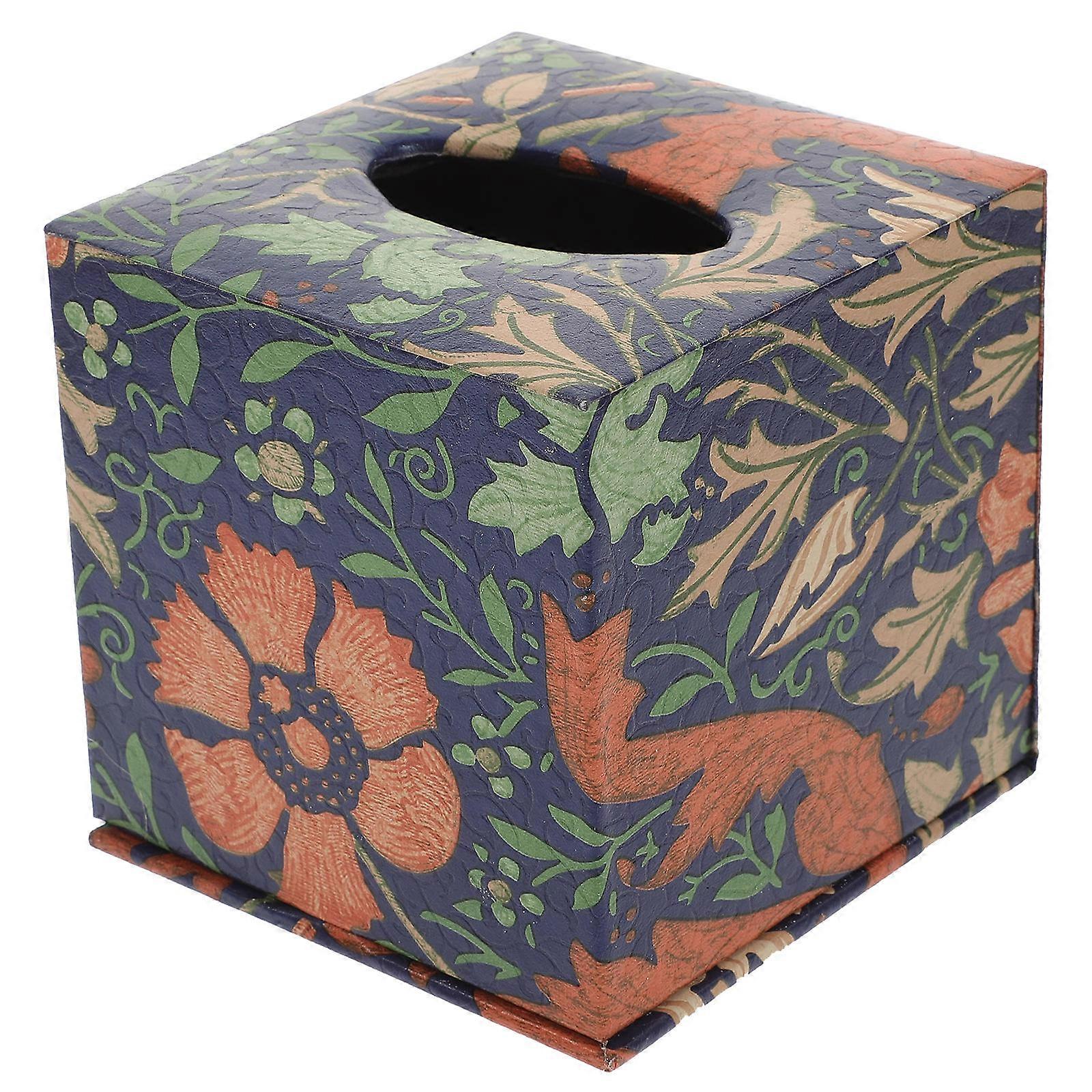 Multi Colored Decorative Tissue Box Cover Square Shape For Bedroom Office Storage 1Pack