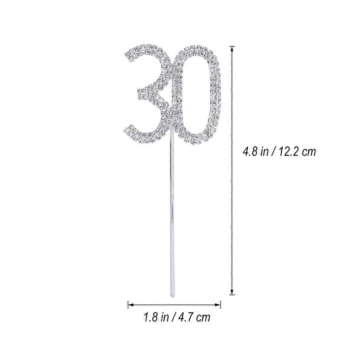 Cake Toppers for Party 2Pcs Silver Rhinestone Style