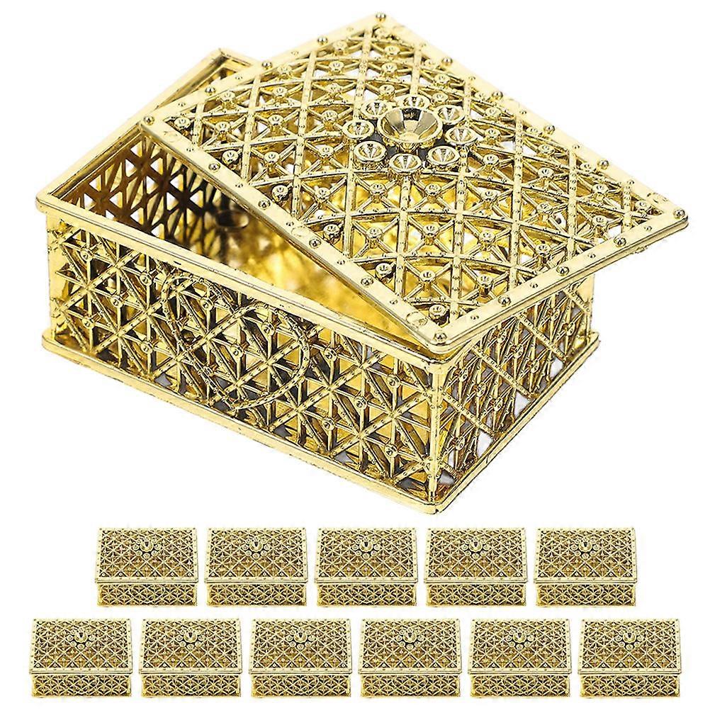 Artistic Charm Trinket Box For Jewelry And Candies In Space Saving Golden Rectangular Shape Perfect For Bridal Shower With 60 Pcs