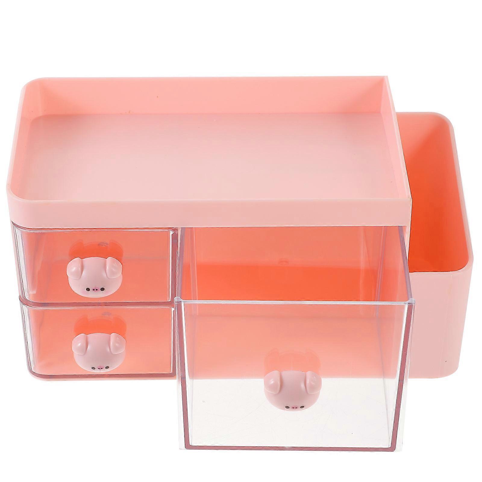Pink Plastic Desk Organizer Pen Holder for Storage Use 3Pcs