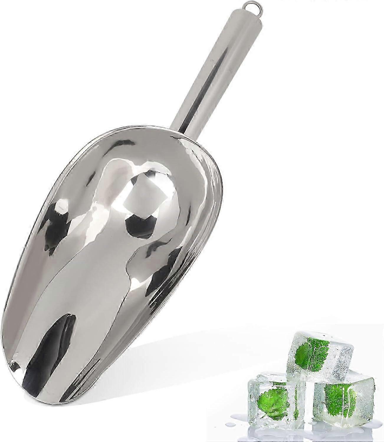 18 أوقية مجرفة ثلج معدنية من الفولاذ المقاوم للصدأ لمجرفة ثلج للبارمغرفة طعام مغرفة طحين حبوب القهوة لمطبخ حفلات البار