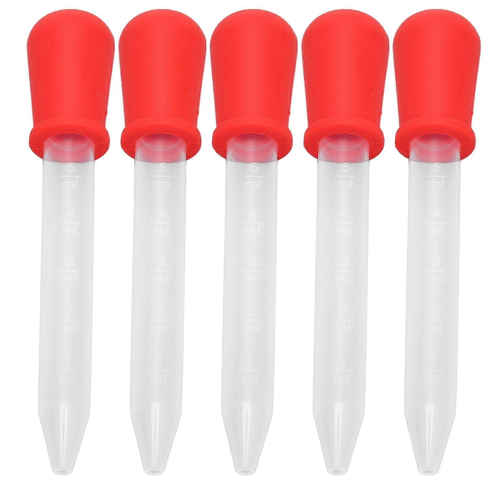 5Pcs 5ml Silicone Transfer Pipettes DIY Dropper 120mm Red