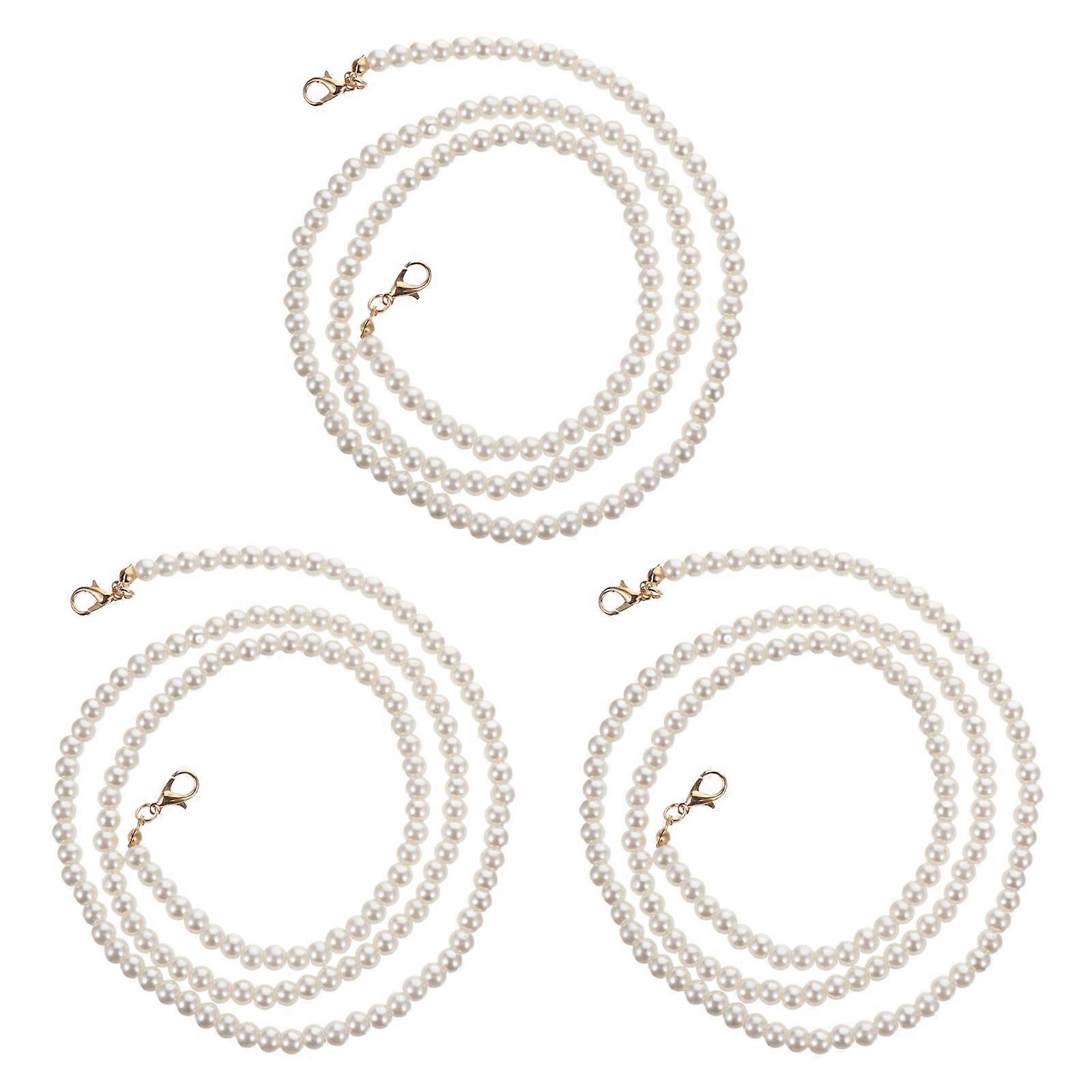 White Imitation Pearl Chains Decorative Mask Lanyards for 6Pcs