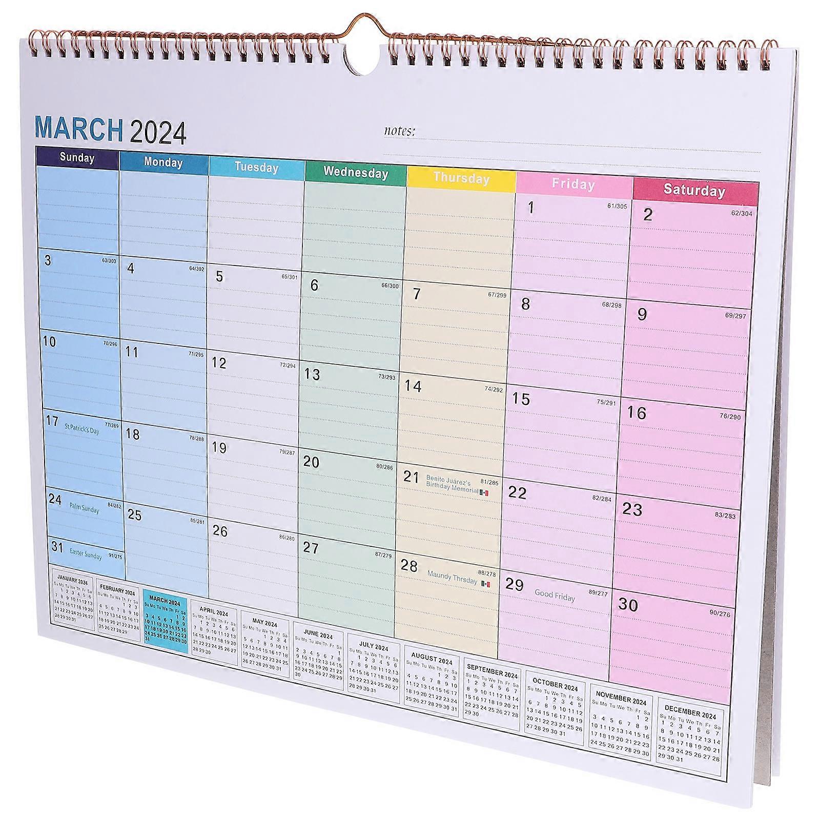 2023-2024 Wall Calendar Paper Calendar for Office Use 2Pcs