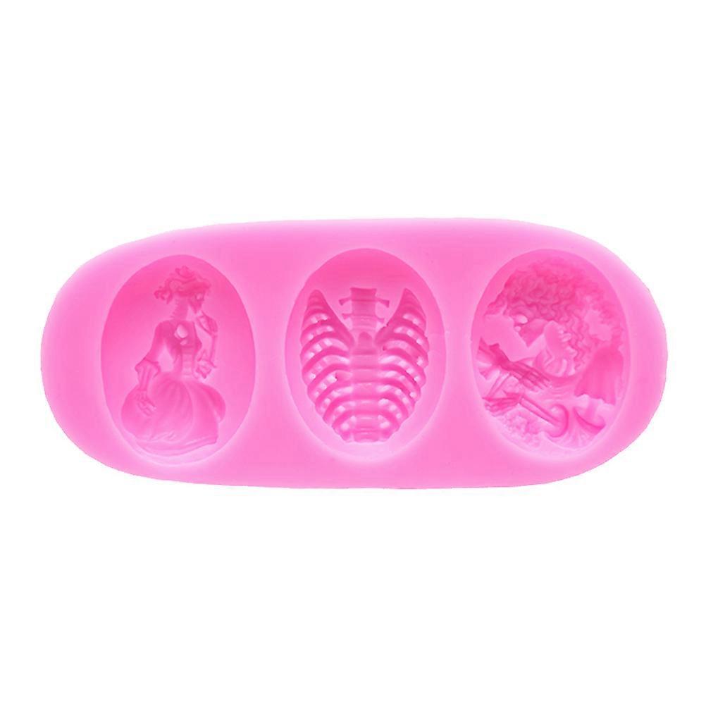 Skull Fondant Mold Silicone Cake Mold for 2Pcs Pink Baking Tools