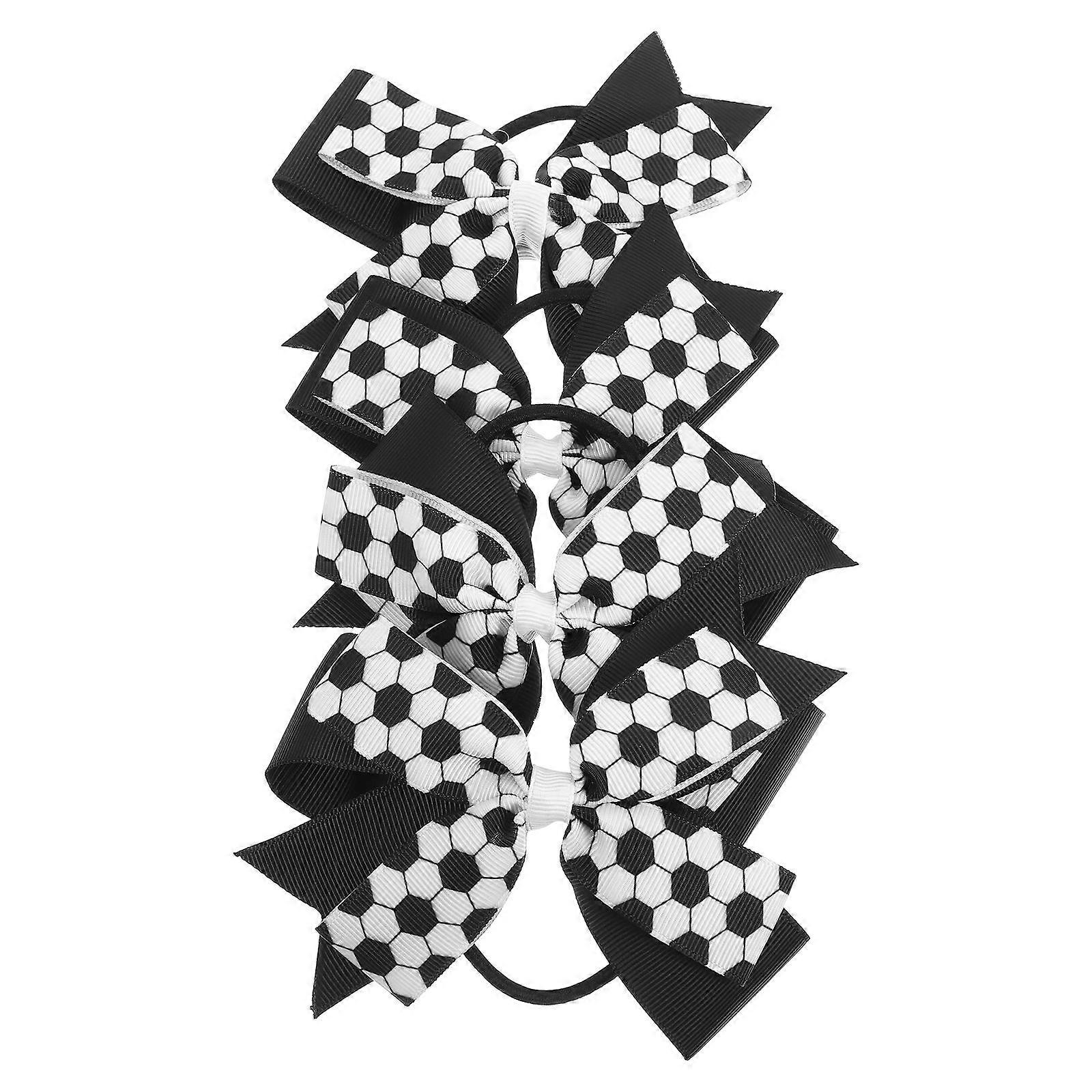 12Pcs Soccer Bow Elastic Hair Ties for Daily and Party Use Black