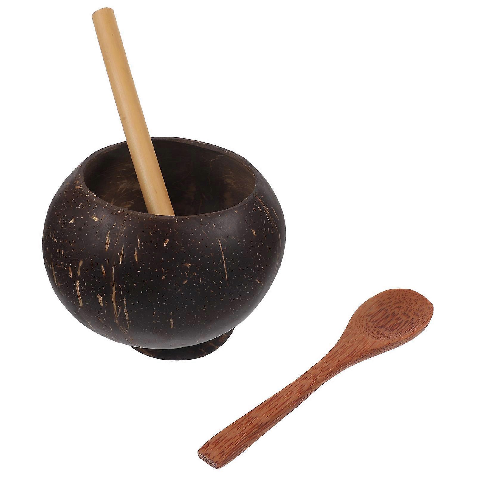 Sustainable Coconut Drinkware Dessert Container Lightweight Easy Carry 1 Set