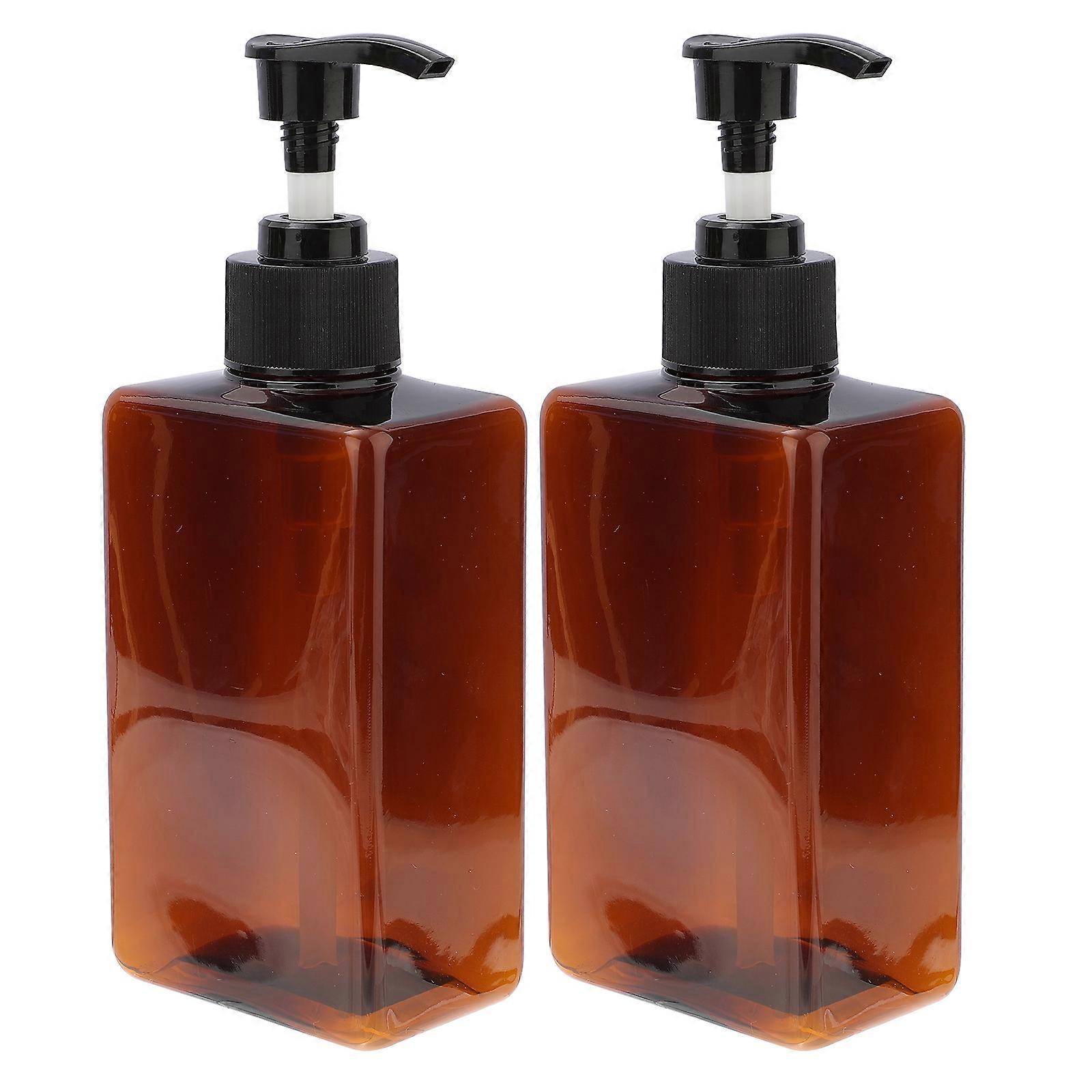 Brown Liquid Holding Press Dispensing Bottles for Cosmetics 2Pcs 280ml Plastic