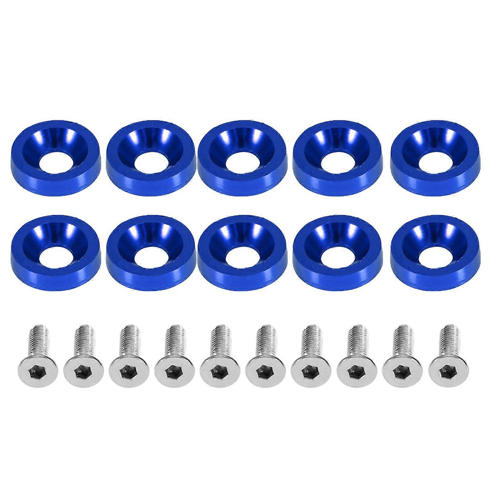 Car Modification M6 Gasket Bolt License Plate Frame Decoration Screw (Blue)