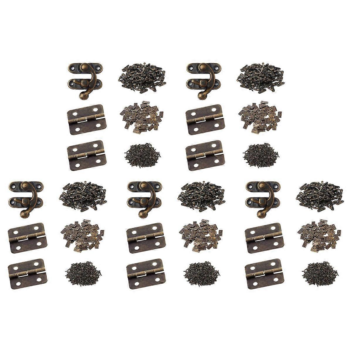 Small Box Hinges Bronze Right Latch Hook Hasp with Hinges and Screws