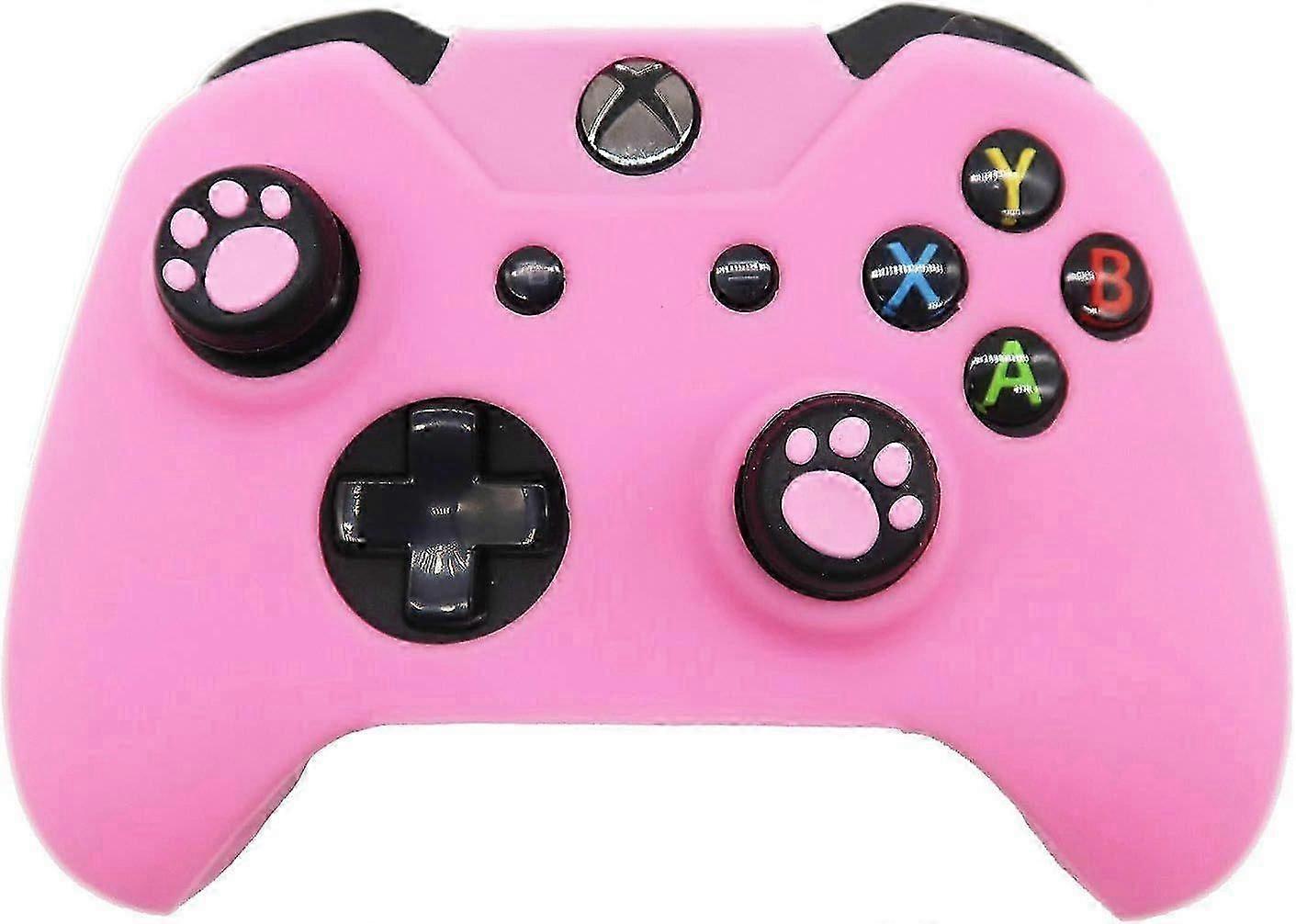 Xbox One Controller Skin Pink, Anti-Slip Silicone Cover Protector Case Accessories Set for Microsoft Xbox 1 Wireless/Wired Gamepad Joystick with 2 Cat