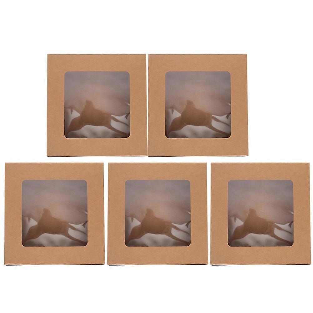 Delicate Bakery Boxes With Window For Egg Tarts And Cake 10.02X10.02X2.55in Protection 5Pcs