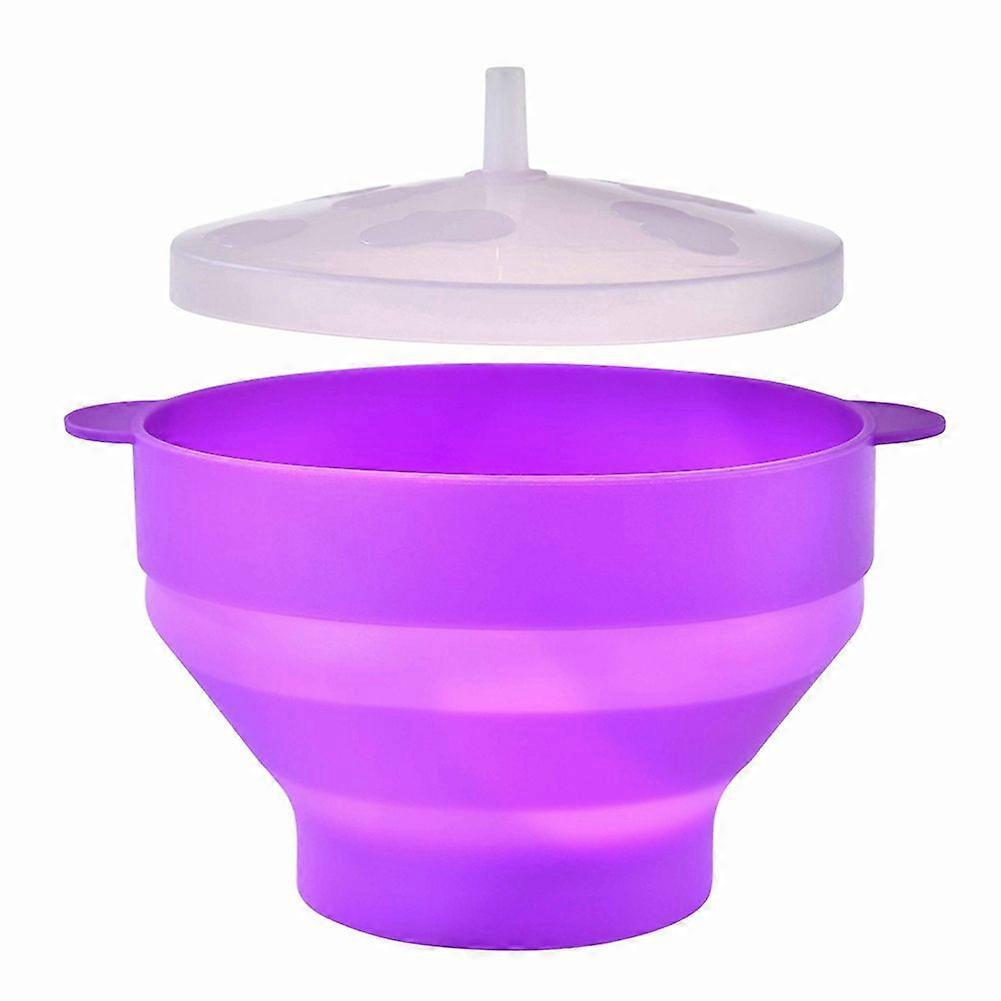 Foldable Oven Bowl Popcorn Bowl Round Portable Popcorn Bowl with Lid for Home Use