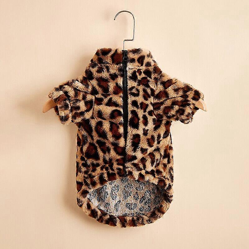 Winter Warm Pet Dog Leopard Jacket Print Plush Clothing Puppy Coat Sweater