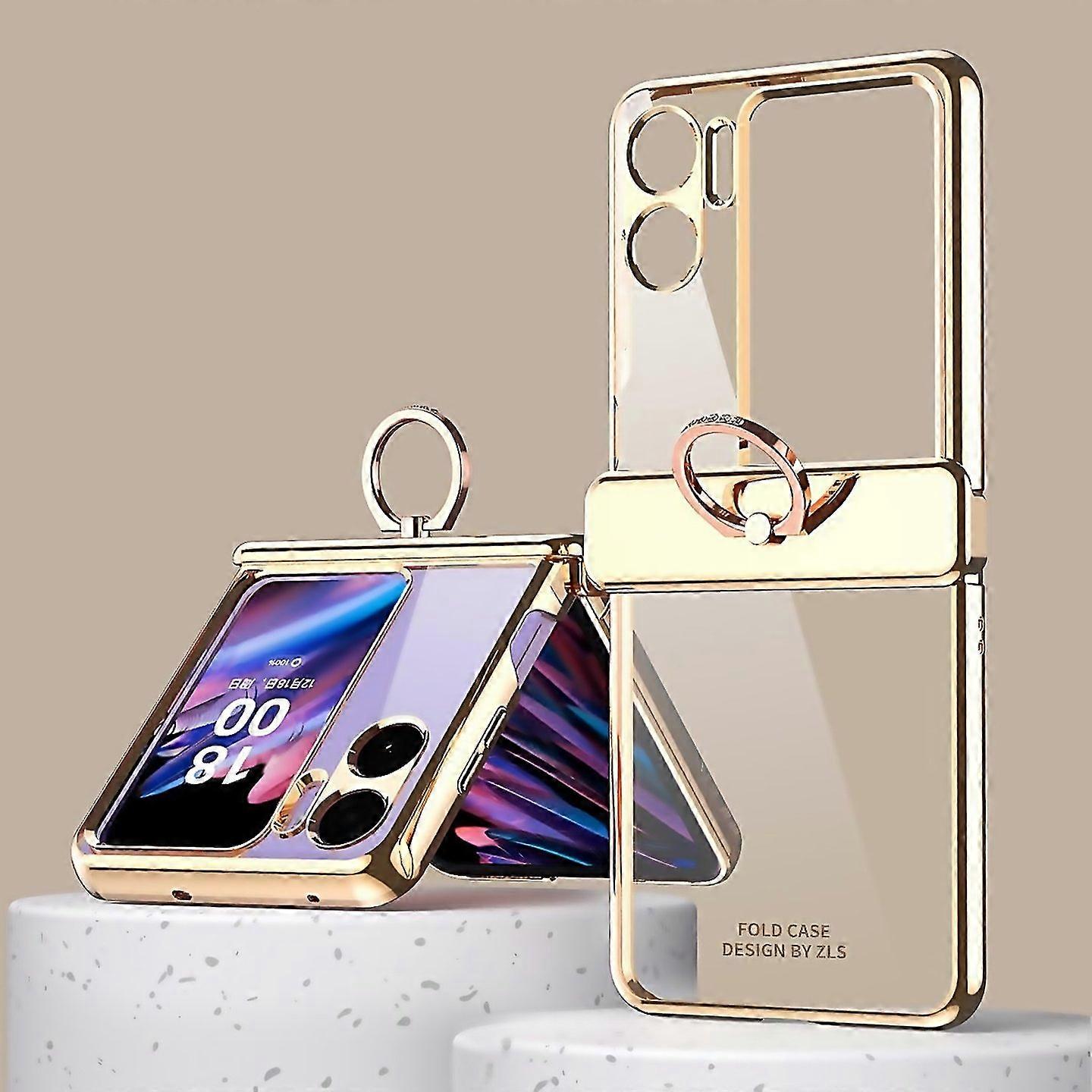 Oppo Find N2 Flip Electroplating Frame Transparent Phone Case With