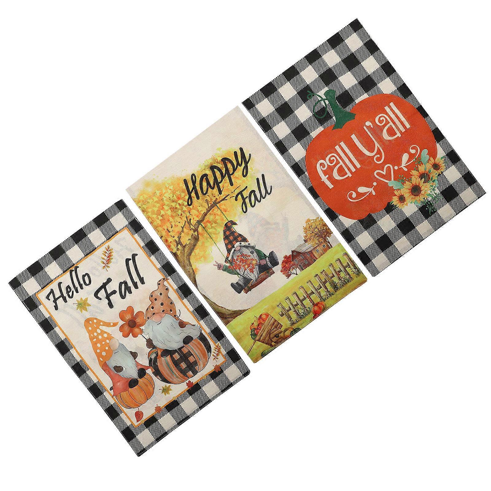 Autumn Flags Pumpkin Garden Flags for Decoration 3Pcs Double Sided