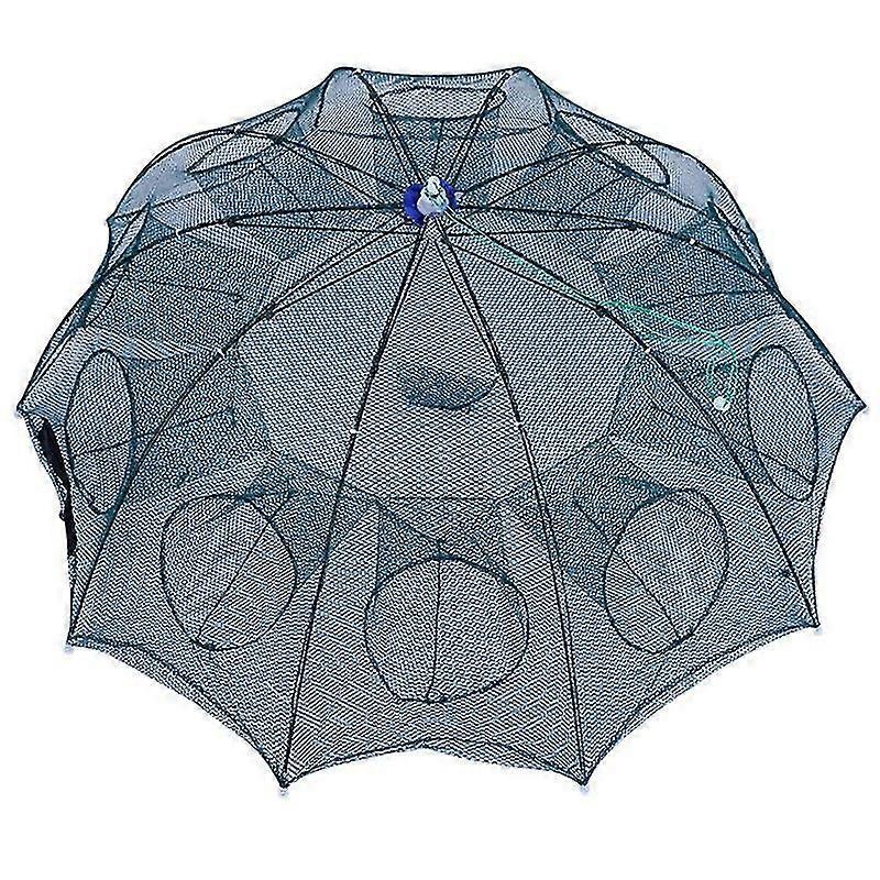 Foldet Portable 4/6/8/10/12/16/20 Hull Automatisk fiske Reker Trap Fiske Garn Fisk Reker Ørekyte Krabbe Agn Støpt Mesh Trap