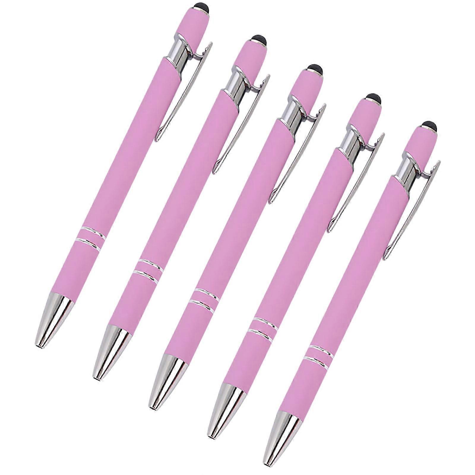 Harliver 5 Pack 2-in-1 Stylus Ballpoint Pens, Retractable Metal Pens with Stylus Tip for Touch Screens, 1.0 mm, Black Ink