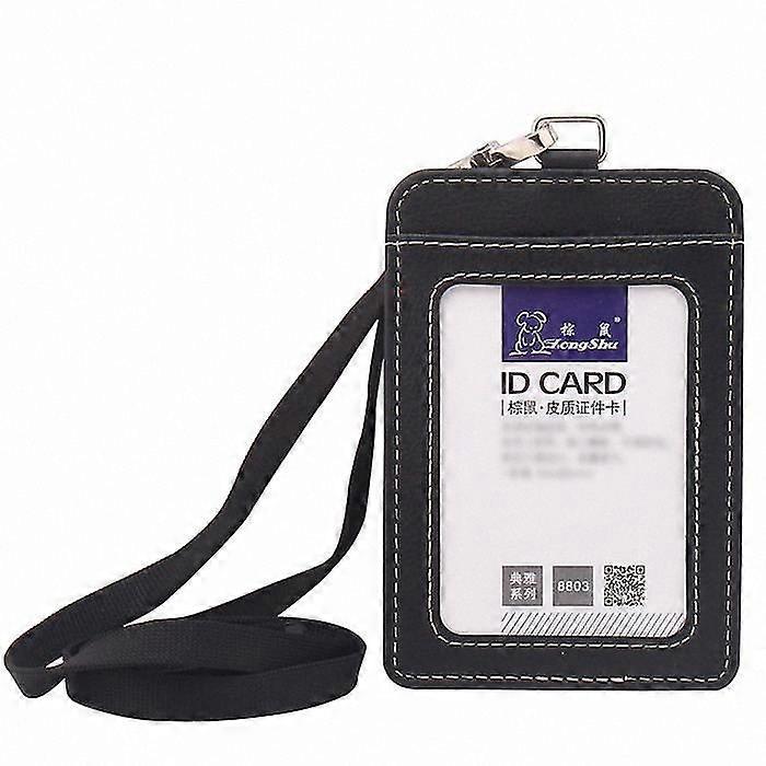 Porta tessere verticale con laccetto da collo, custodia in pelle PU per badge e collane